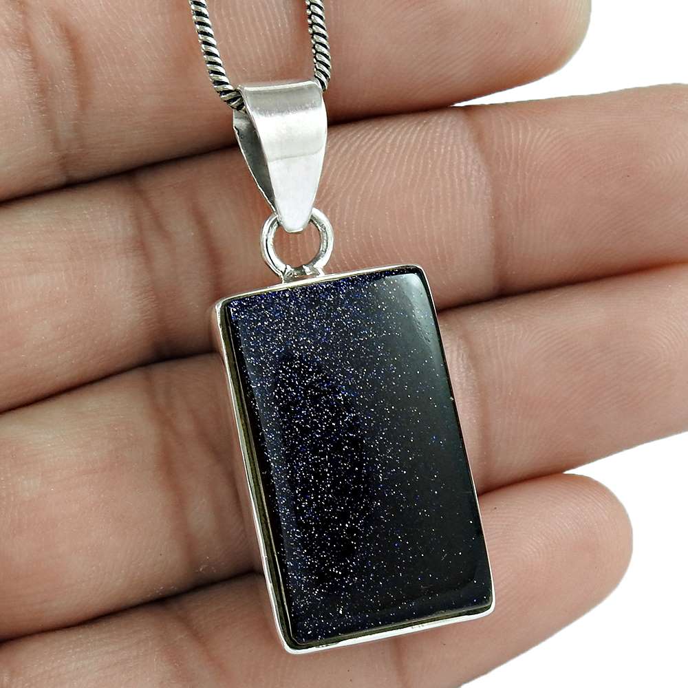 Natural Sunstone Gemstone 925 Sterling Silver Pendant Ethnic For Girls F20