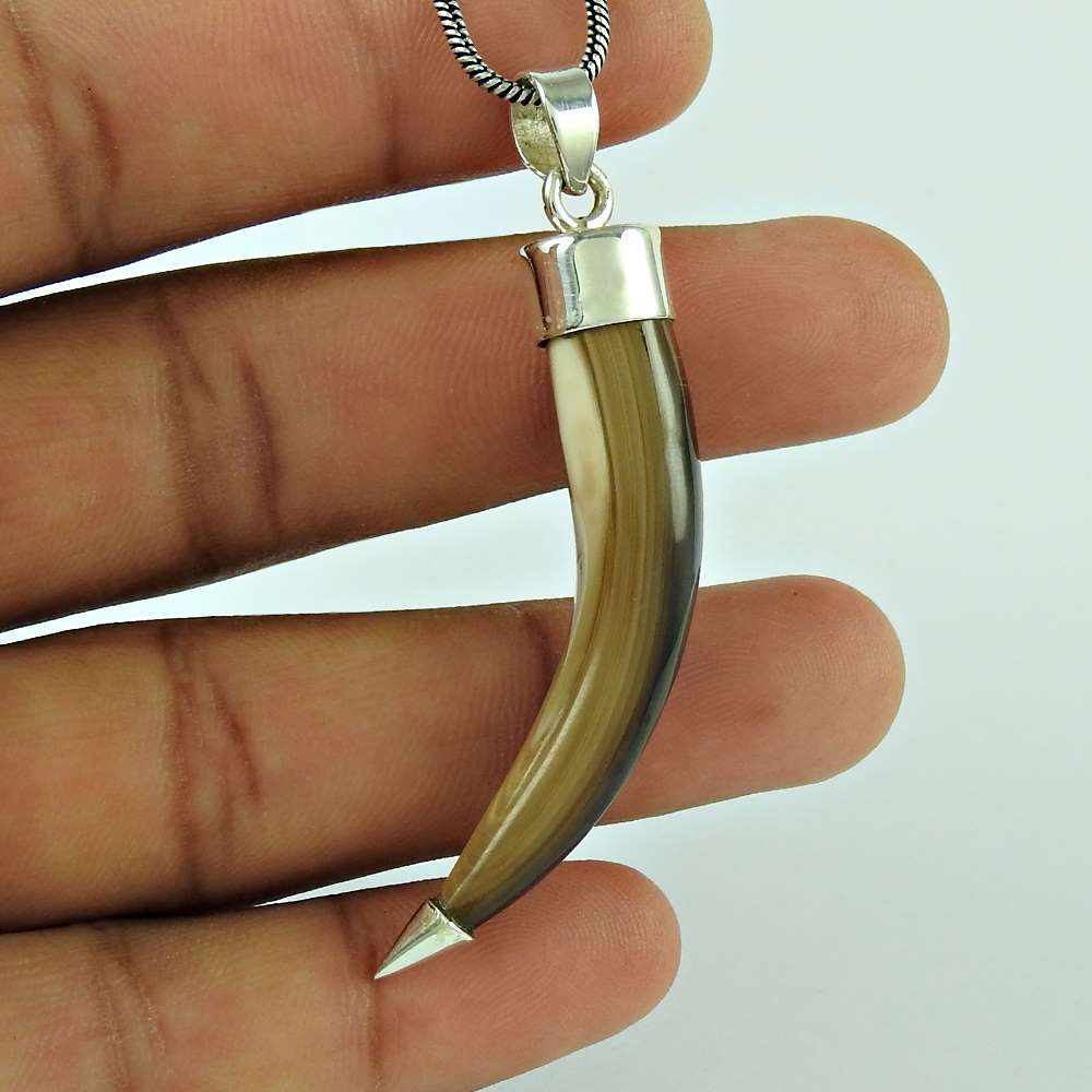 Natural Shell Gemstone Jewelry 925 Sterling Silver Pendant Ethnic For Girls X52