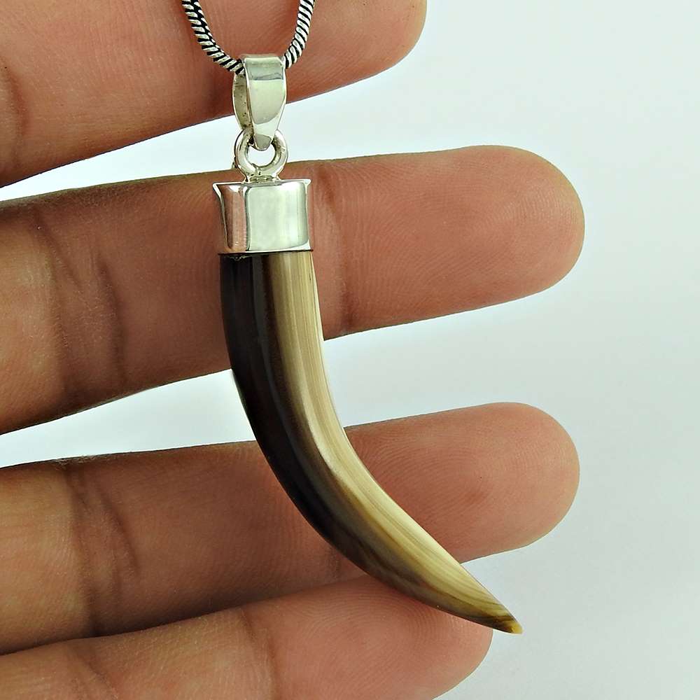 Natural Shell Gemstone Pendant Handmade 925 Sterling Silver Indian Jewelry C8