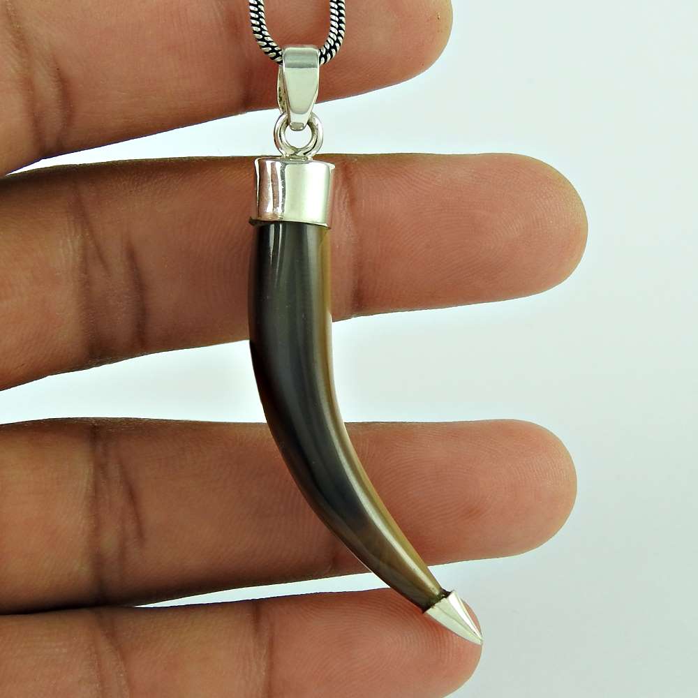 Gift For Women Pendant Tribal 925 Sterling Silver Natural Shell Gemstone B29