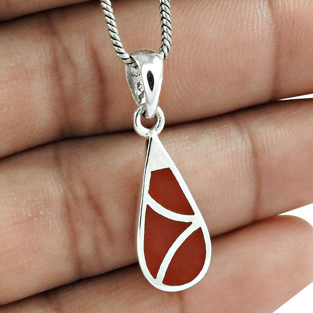 Pendant Enamel 925 Solid Sterling Silver Handmade Indian Jewelry P7