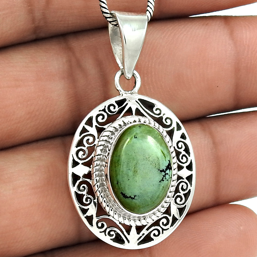 Christmas Gift Natural Turquoise Gemstone Pendant 925 Sterling Silver G3