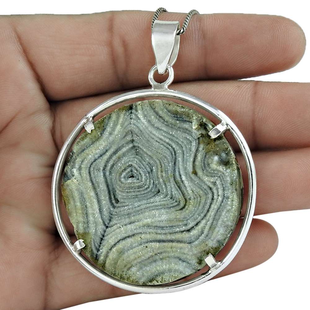 Halloween Gift Jewelry Pendant 925 Sterling Silver Natural Druzy Gemstone A9