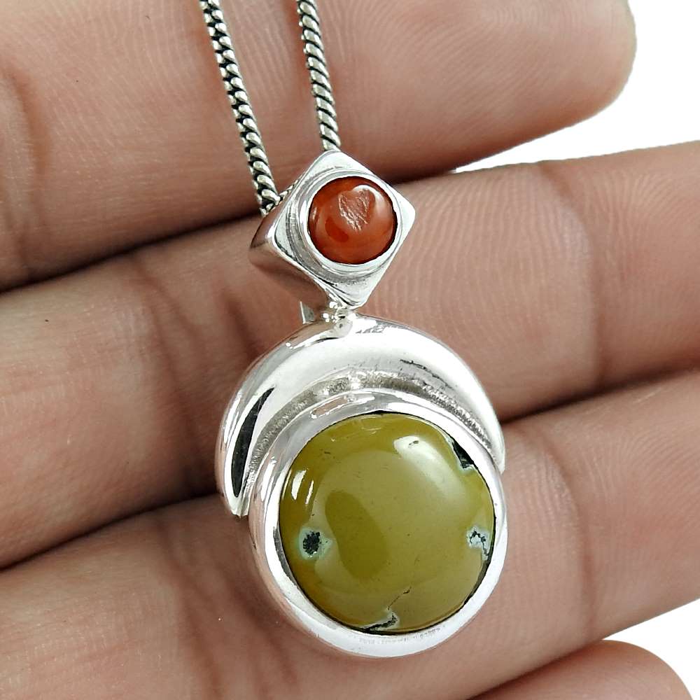 Wedding Gift For Her 925 Silver Natural Turquoise Gemstone Pendant Tribal U28
