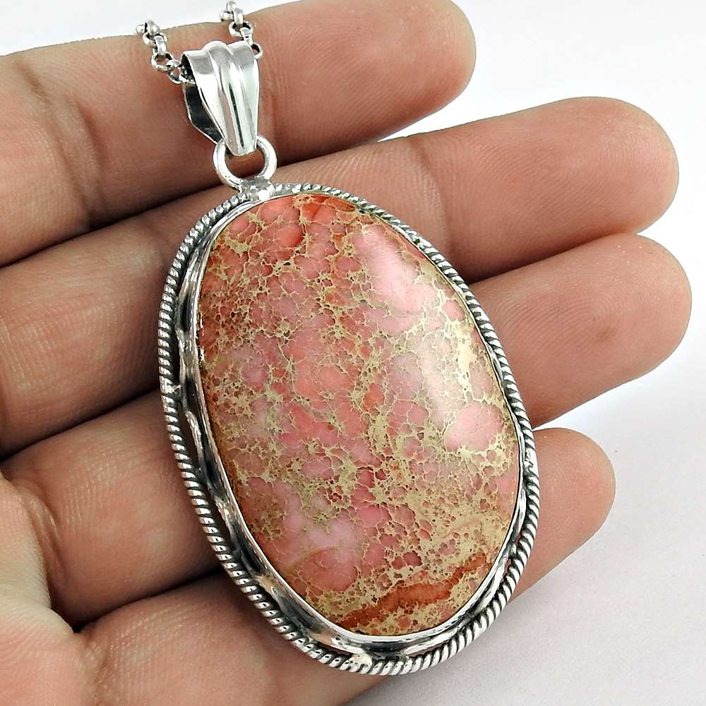 Gift For Her 925 Sterling Silver Natural Versite Gemstone Pendant Vintage C8