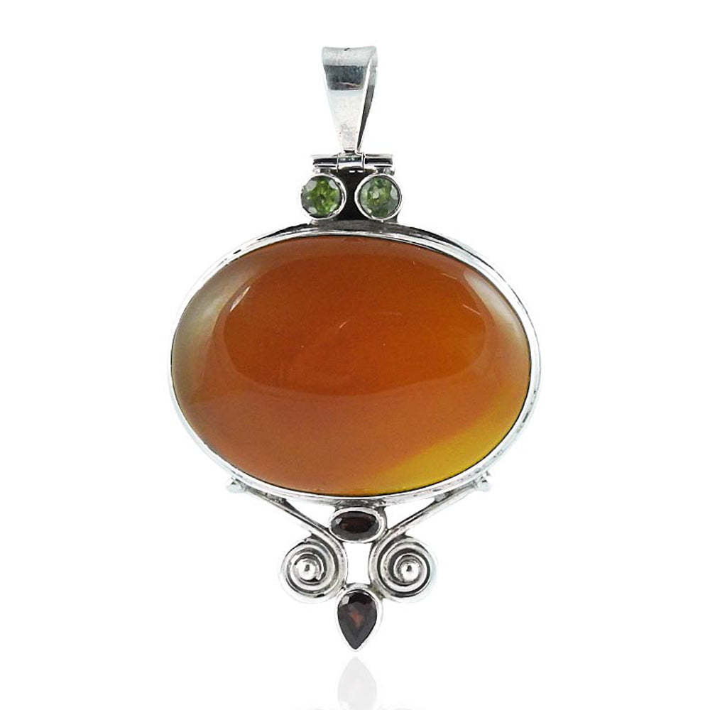 Christmas Gift 925 Silver Natural Carnelian Gemstone Pendant Tribal X19