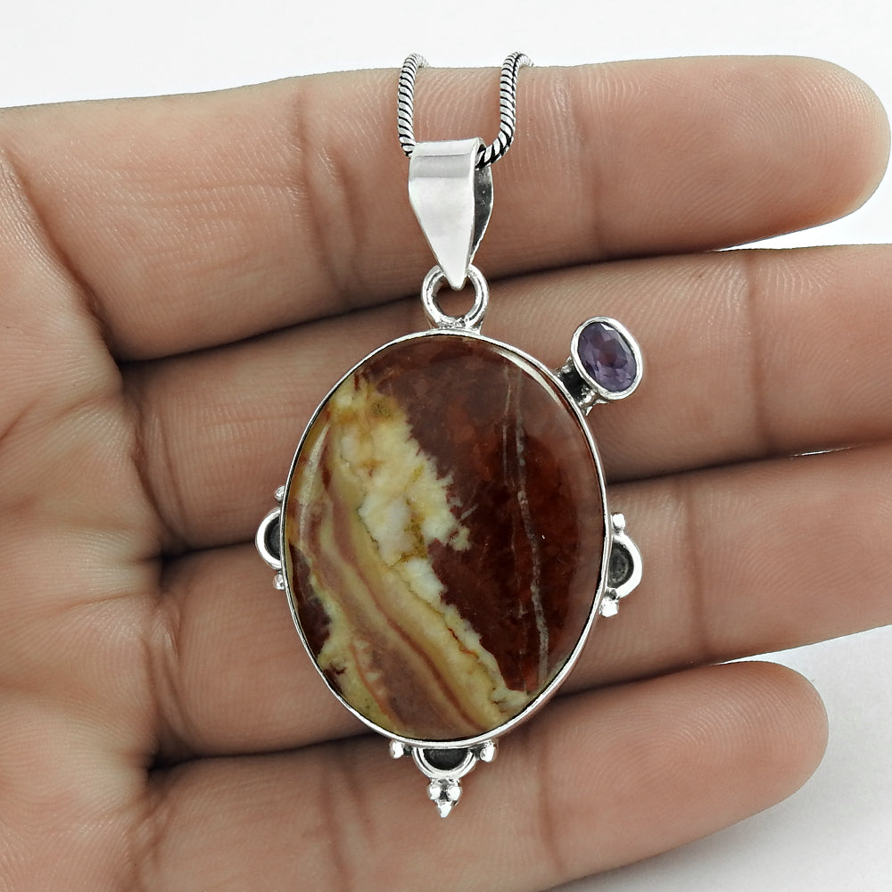 Christmas Gift Pendant 925 Sterling Silver Natural Jasper Gemstone O11