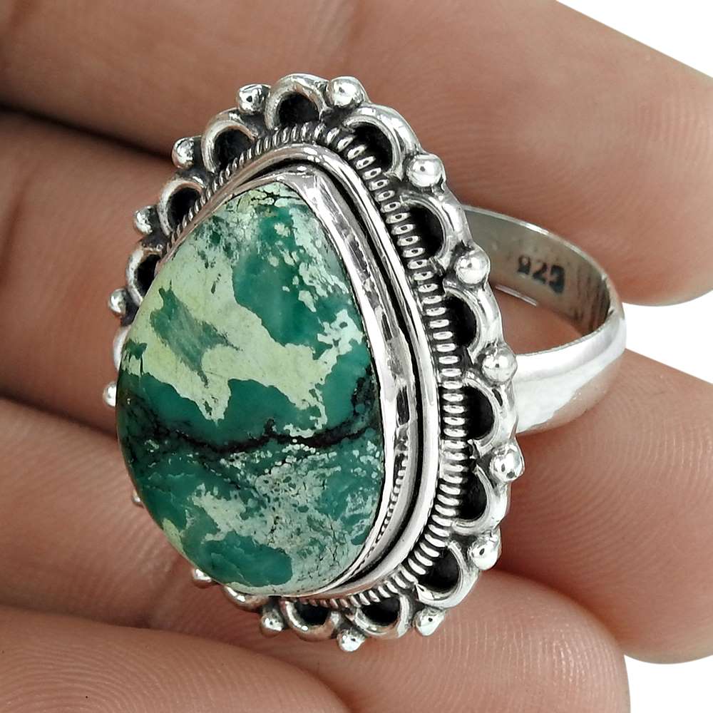 Christmas Gift Natural Gemstone Turquoise Ring Size 8 925 Sterling Silver A1
