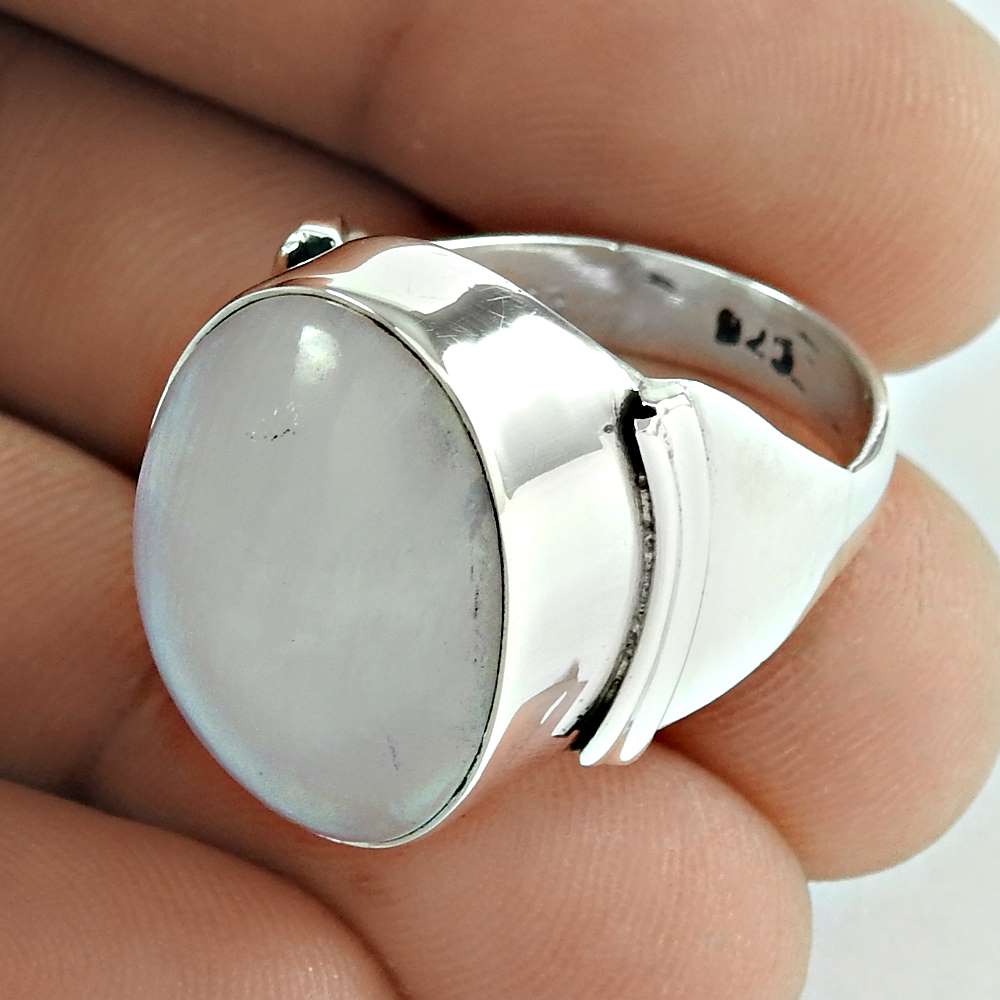 Statement Ethnic Ring Size 7 925 Silver Natural Rainbow Moonstone X26