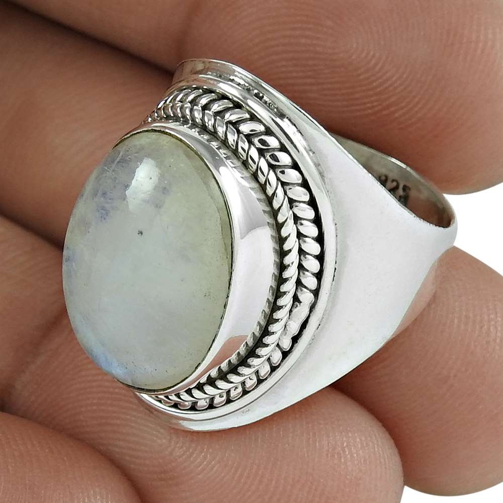 Christmas Gift Moonstone Gemstone Statement Ring Size 8 925 Sterling Silver K2