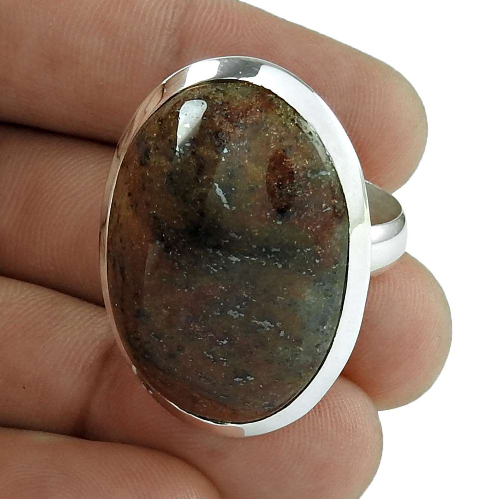 Natural Imperial Jasper 925 Silver Solitaire Boho Ring Size 8 For Women A1