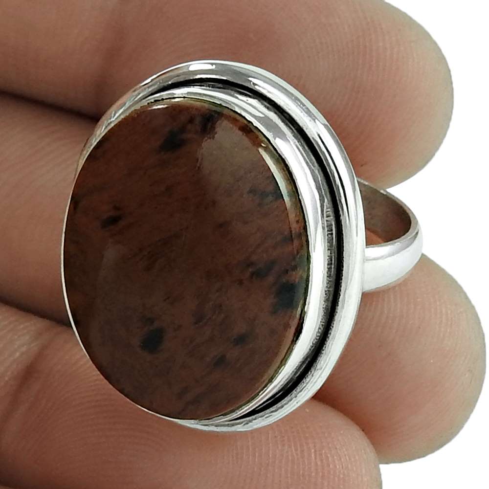 Natural Mahogany Obsidian 925 Silver Statement Ethnic Ring Size 7 For Girls L27