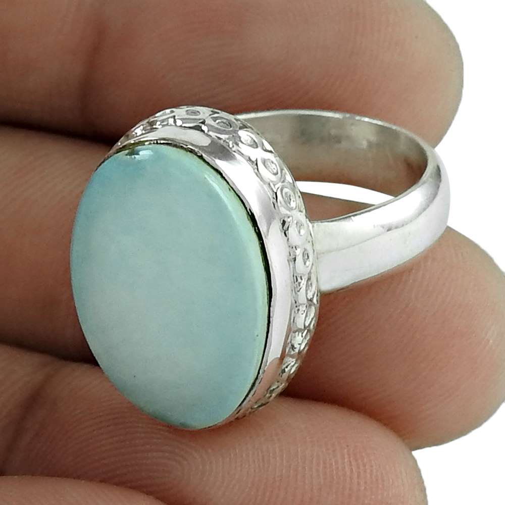Natural Turquoise Gemstone Cocktail Tribal Ring Size 6 925 Sterling Silver F2