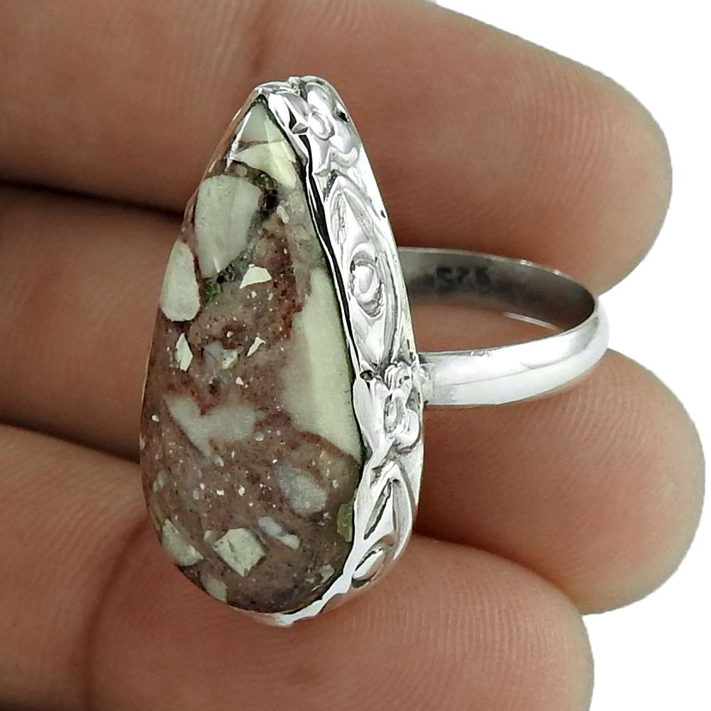 Gift For Her Natural Rosetta Cocktail Ethnic Ring Size 8 925 Silver C11