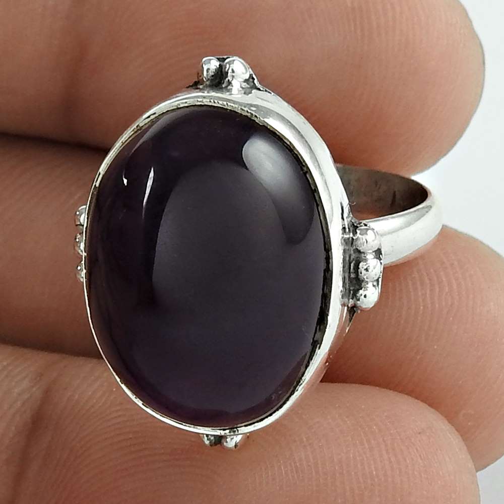 Natural Amethyst Gemstone 925 Silver Cocktail Ethnic Ring Size 6 For Women Z15