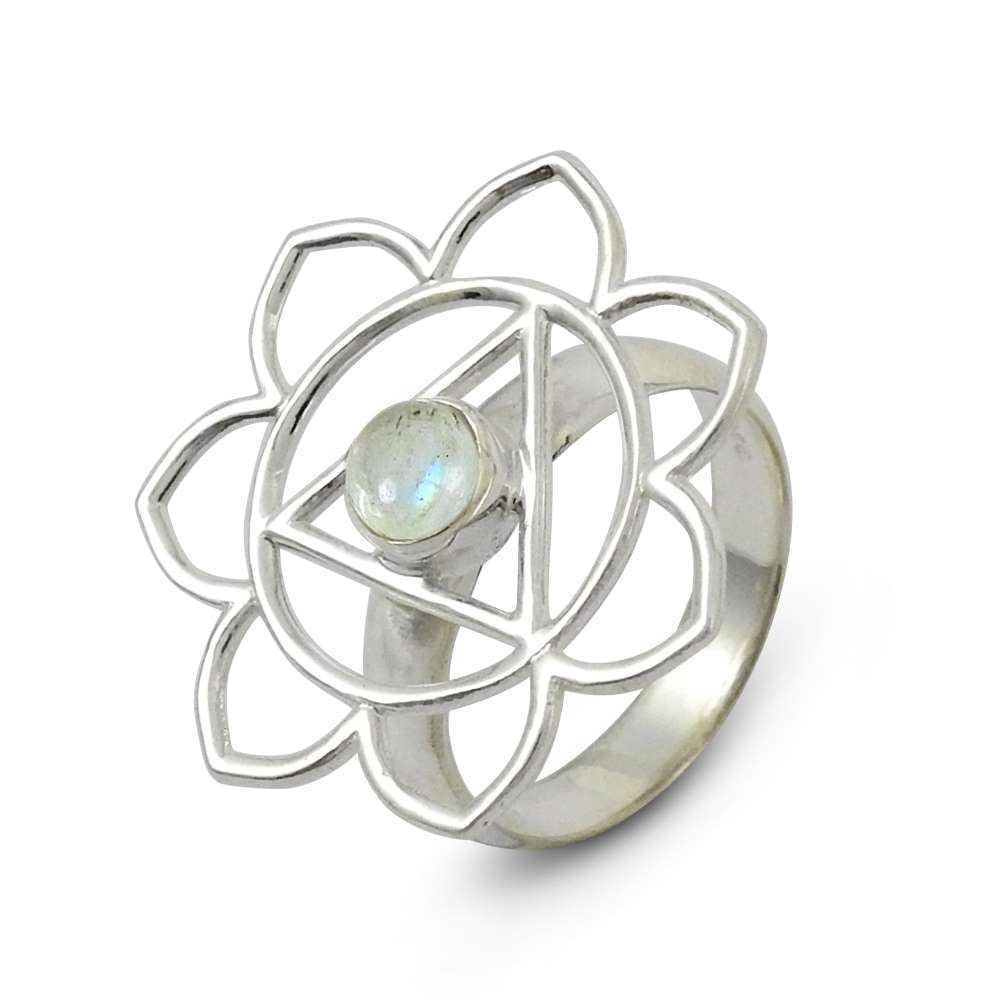 Latest Trend 925 Sterling Silver Rainbow Moonstone Gemstone Ring Vintage Jewelry C5