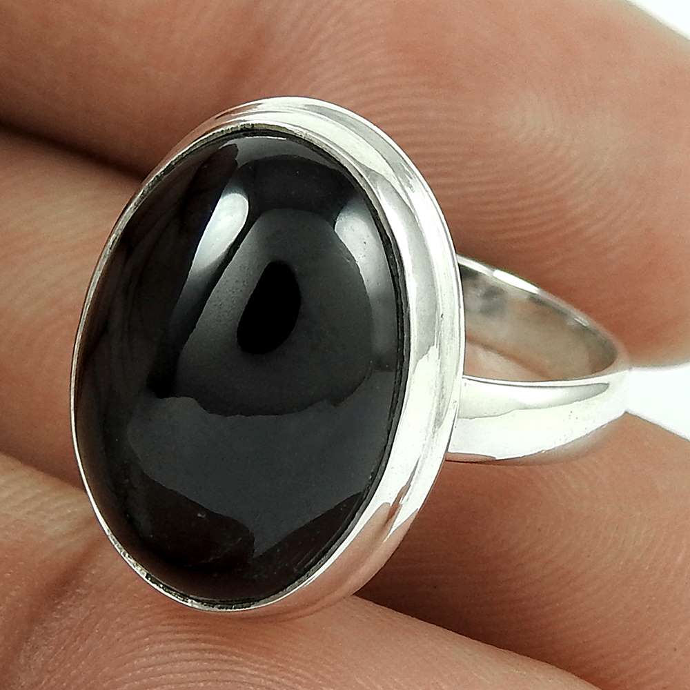Antique Black Star Gemstone Silver Ring Jewellery