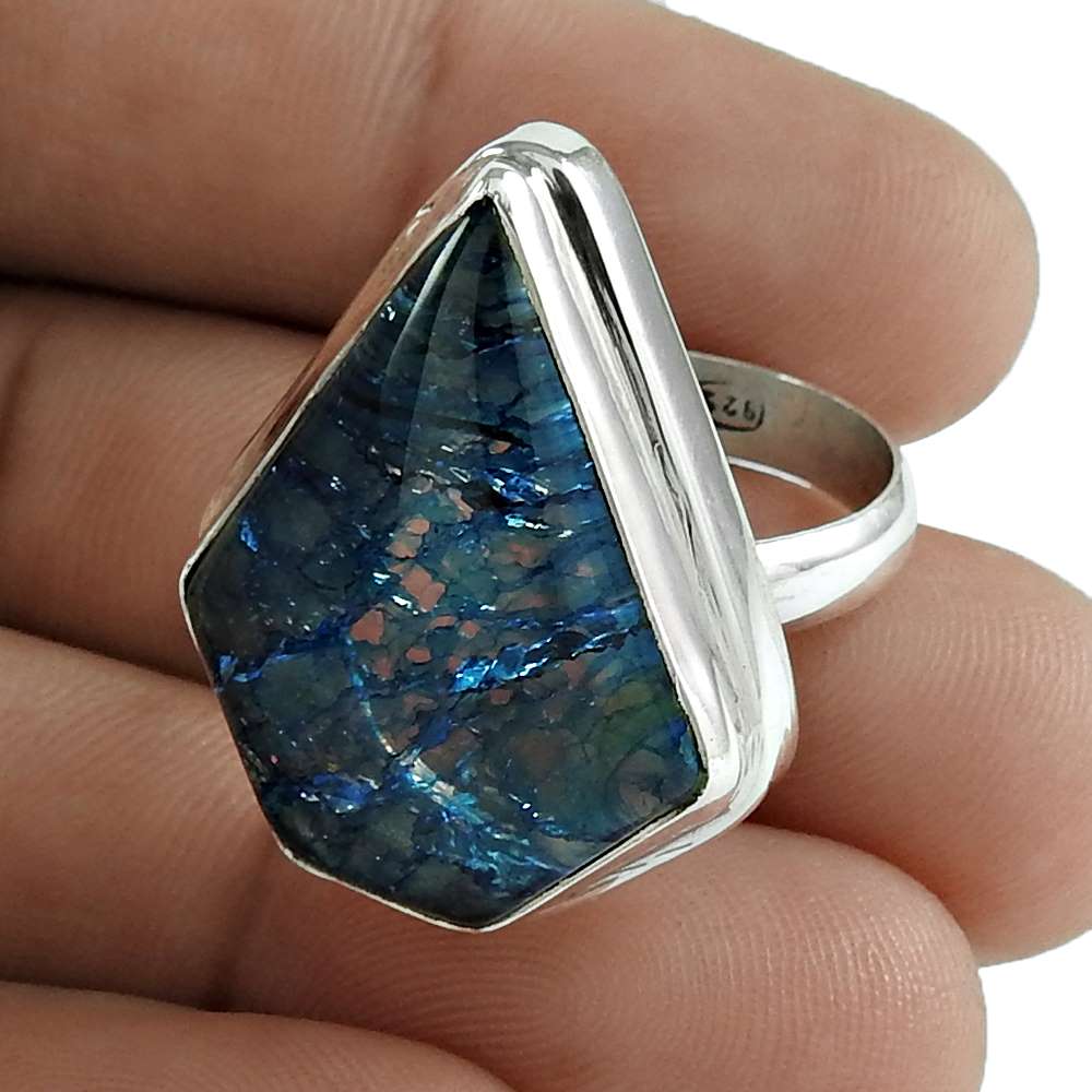 Gift For Her Natural Snake Rutile Cocktail Tribal Ring Size 8 925 Silver L25