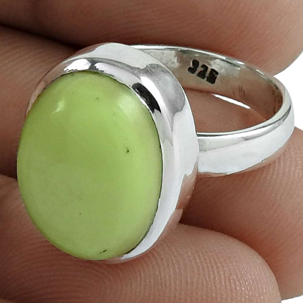 Natural Seraphinite Cocktail Bohemian Green Ring Size 6.5 925 Silver S19