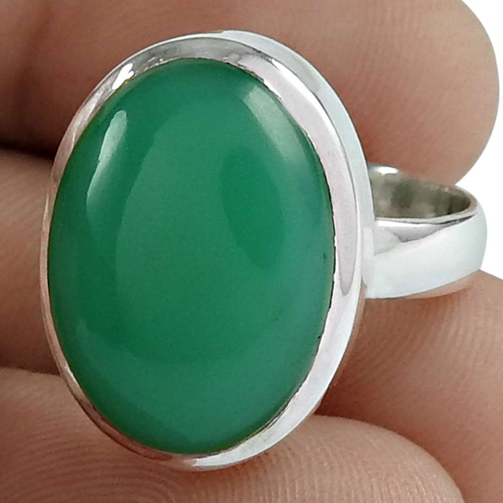 Natural Amazonite Gemstone 925 Silver Solitaire Tribal Ring Size 7 For Girls T16