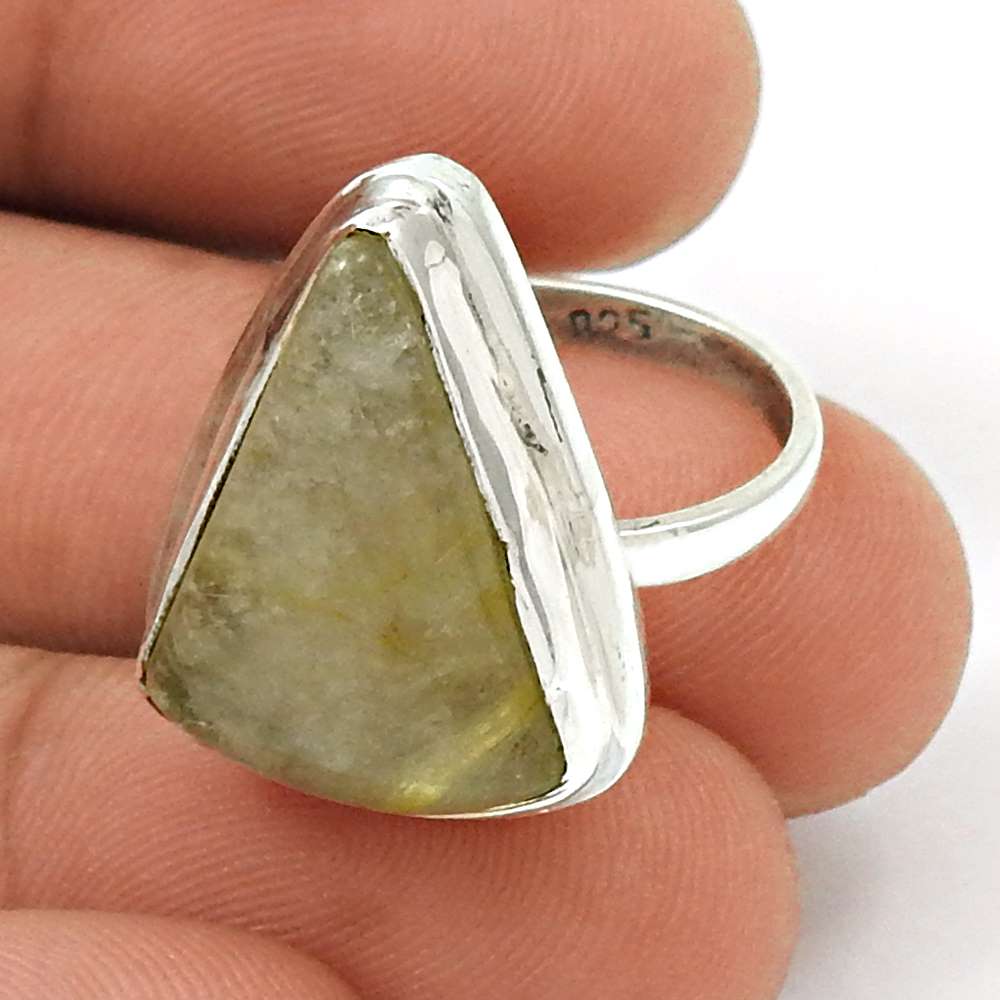 Gift For Her Natural Golden Rutile Statement Boho Ring Size 6 925 Silver O21