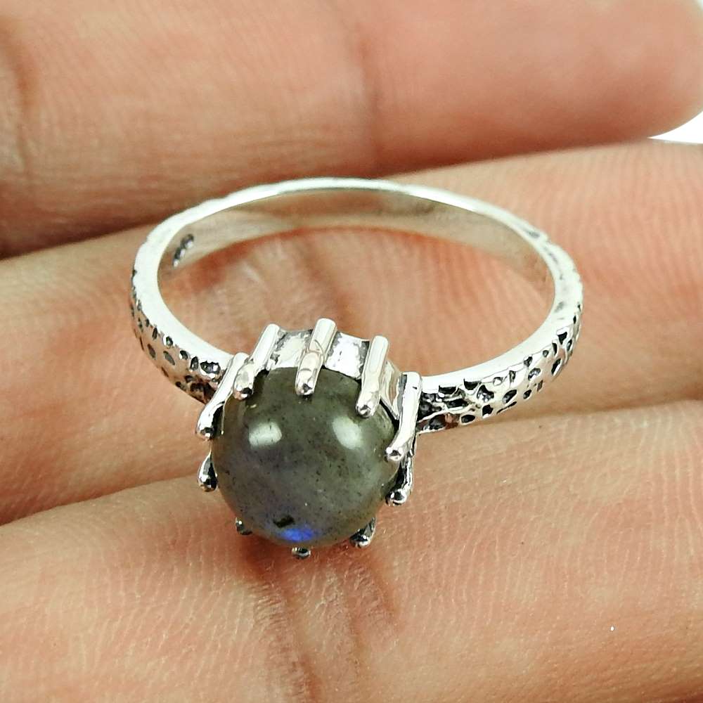 Dainty Labradorite Gemstone Sterling Silver Ring 925 Silver Vintage Jewellery Wholesale