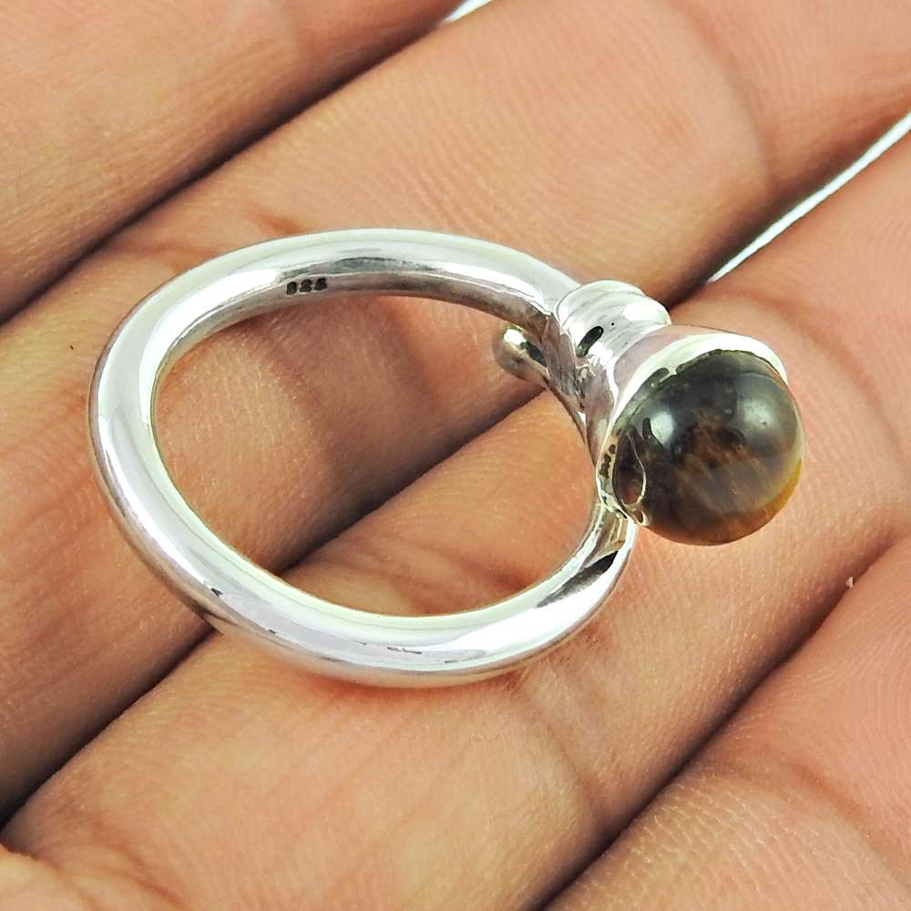 925 Sterling Fantastic Tiger Eye Gemstone Silver Jewellery Ring