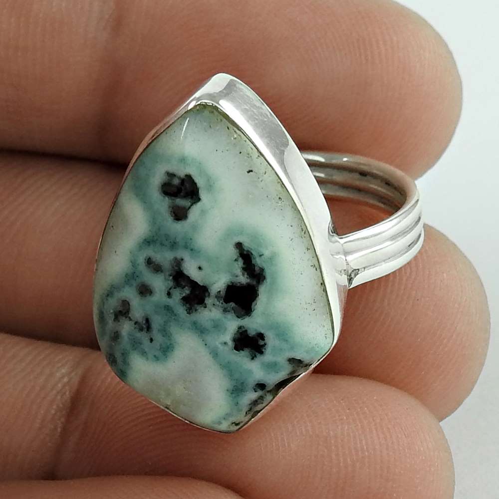 Natural Druzy Gemstone 925 Silver Solitaire Tribal Ring Size 6 For Girls T17
