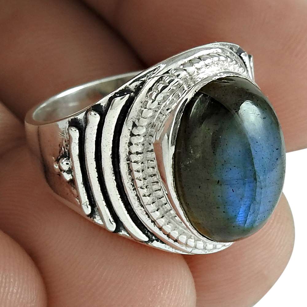 Labradorite Gemstone Ring 925 Sterling Silver Women Fashion Jewelry Fabricante