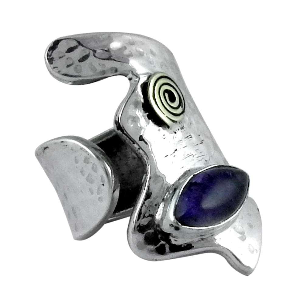 Natural Amethyst Gemstone 925 Silver Cocktail Boho Ring Size 5 For Women A7
