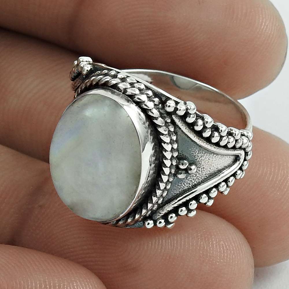 Antique Look Labradorite 925 Sterling Silver Ring