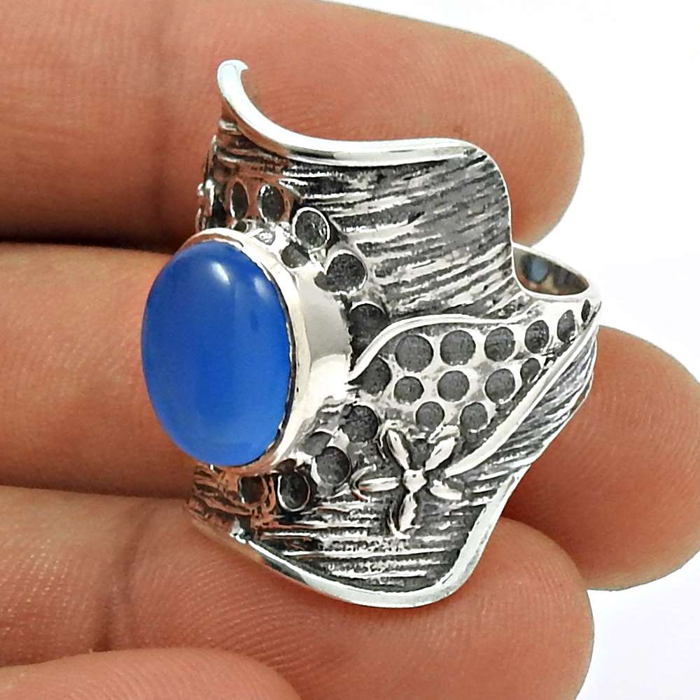 Natural Turquoise Gemstone Ring Size 8 925 Silver HANDMADE Fine Jewelry M12