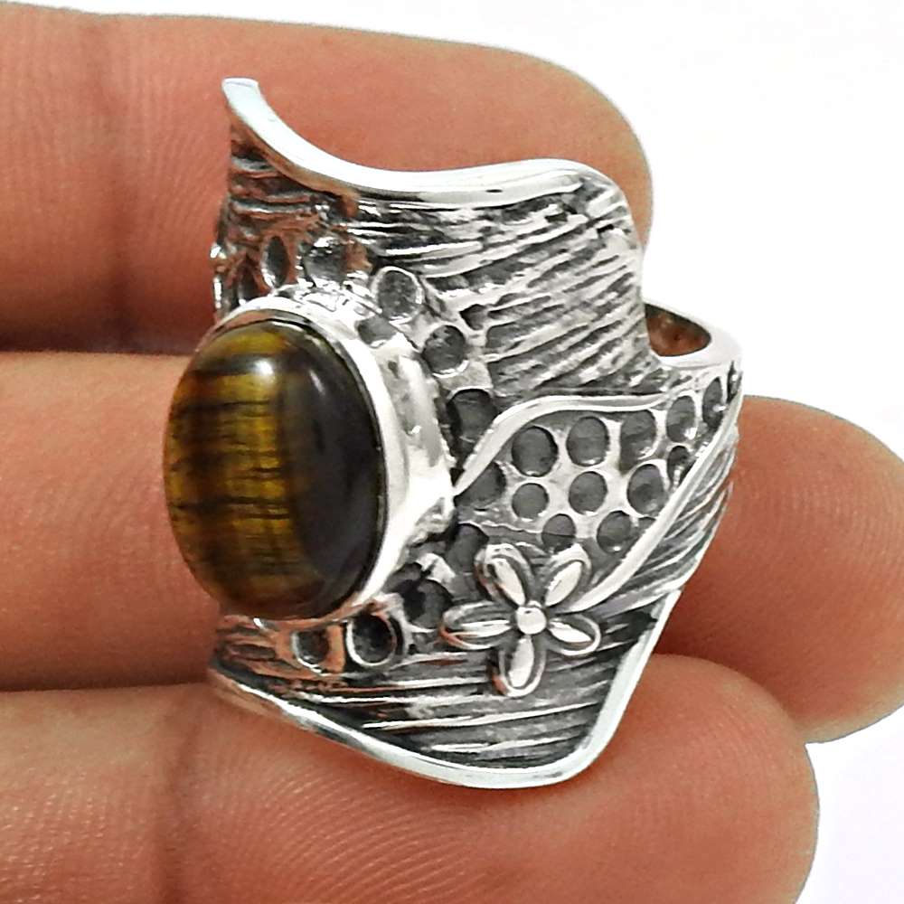 Natural Turquoise Gemstone Ring Size 8 925 Silver HANDMADE Fine Jewelry M12