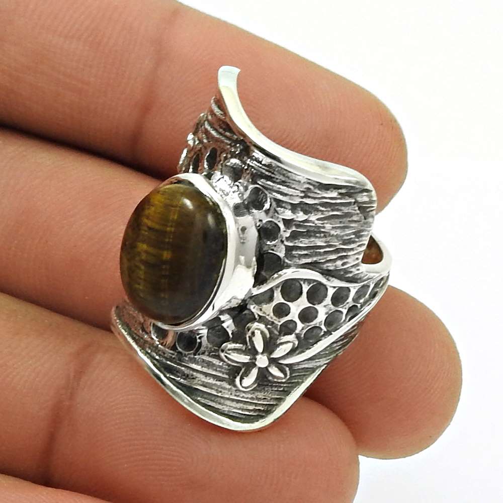 Natural Turquoise Gemstone Ring Size 8 925 Silver HANDMADE Fine Jewelry M12