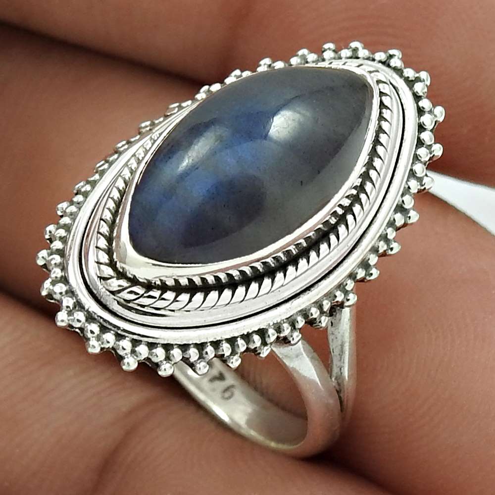 Labradorite Gemstone Ring 925 Sterling Silver Traditional Jewelry TG42