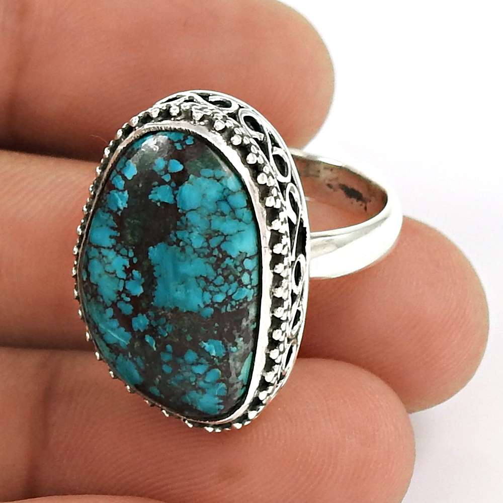Turquoise Gemstone Ring 925 Sterling Silver Stylish Jewelry IK49