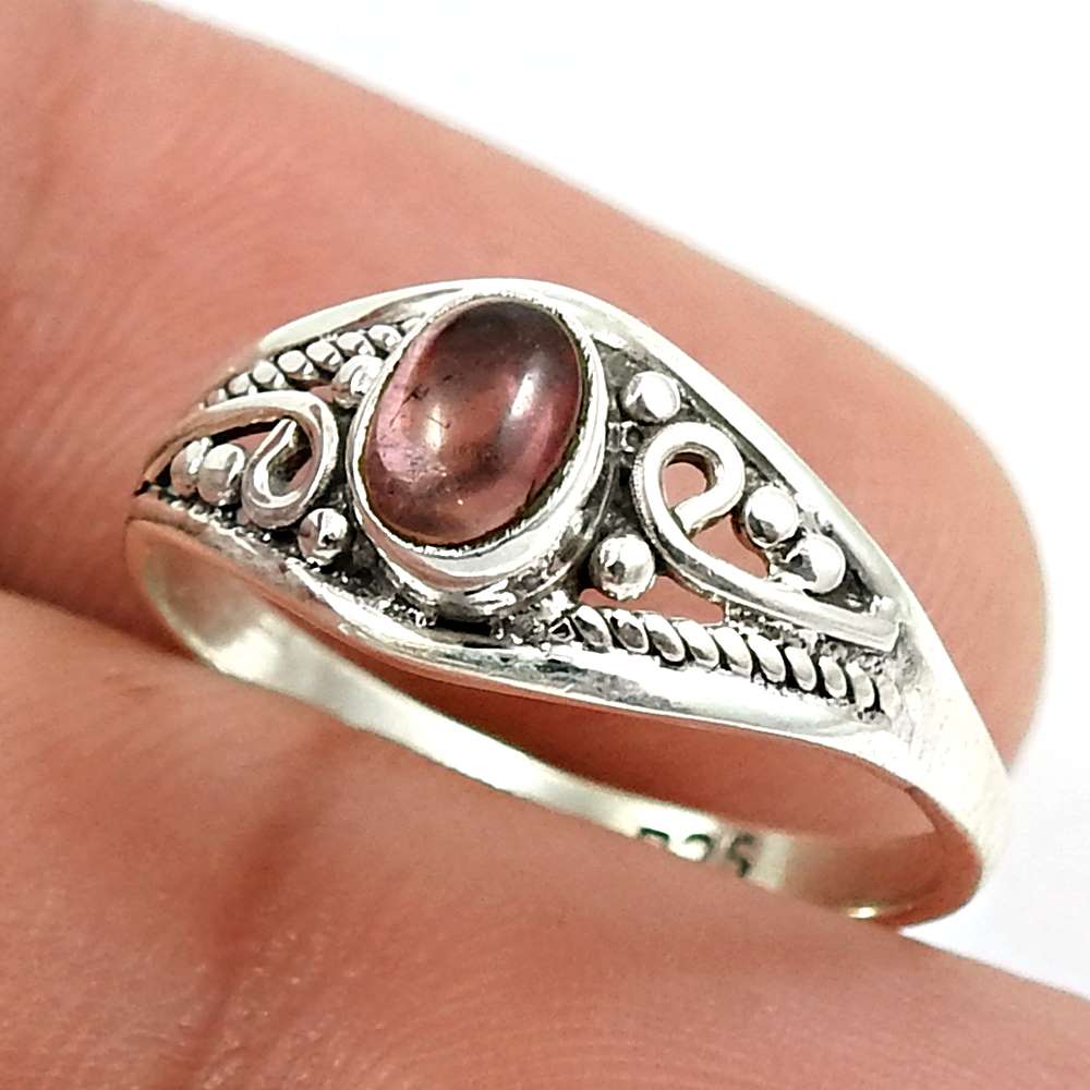 Tourmaline Gemstone Ring 925 Sterling Silver Vintage Jewelry K41