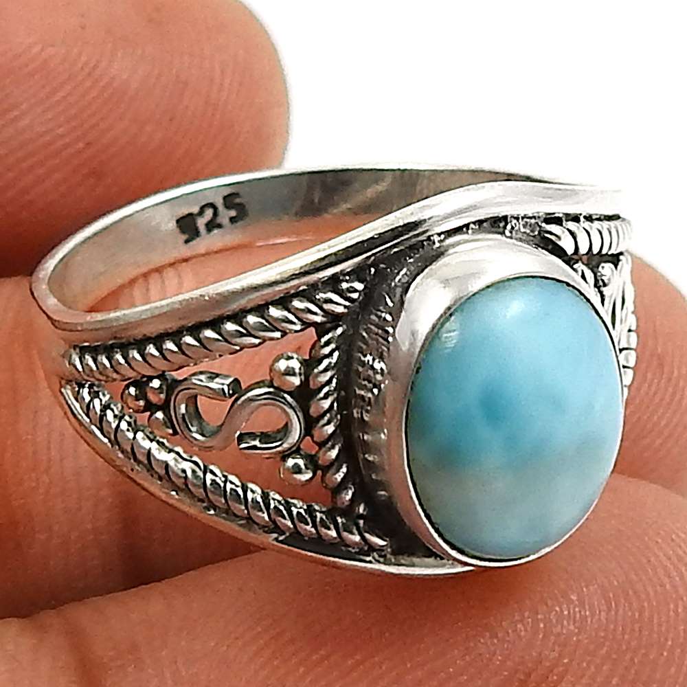 Turquoise Gemstone Ring 925 Sterling Silver Ethnic Jewelry U63