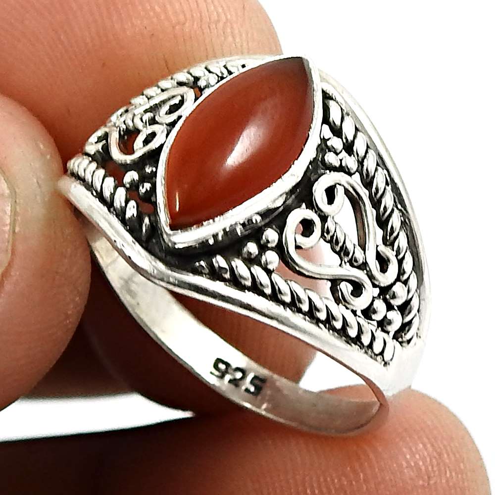 Tiger Eye Gemstone Ring 925 Sterling Silver Handmade Indian Jewelry D67