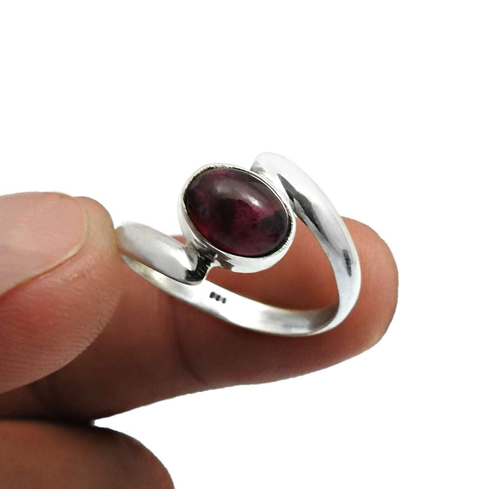 Garnet Gemstone Ring 925 Sterling Silver Fine Jewelry For Women R9