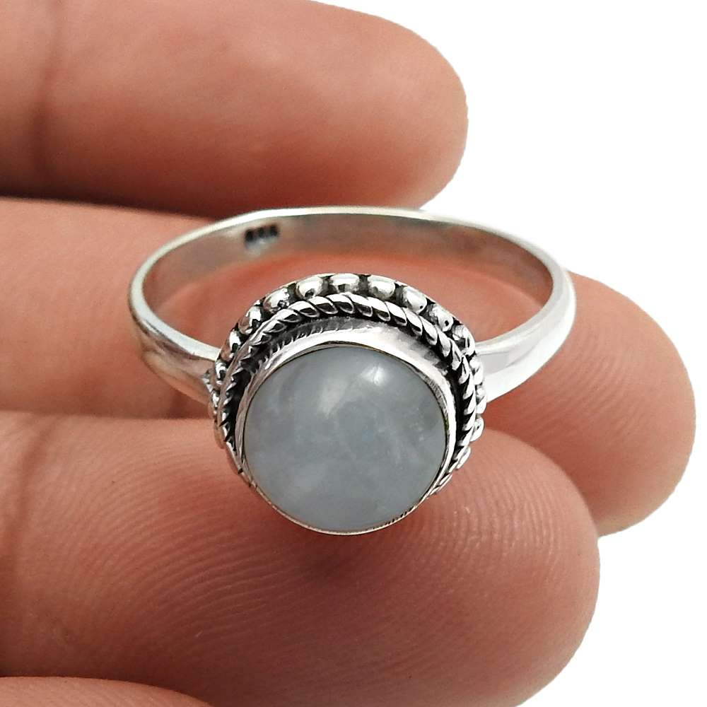 Blue Labradorite Gemstone Ring For Women Size 8 925 Sterling Silver Jewelry K10