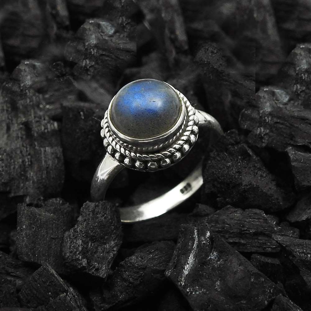 Blue Labradorite Gemstone Ring For Women Size 8 925 Sterling Silver Jewelry K10