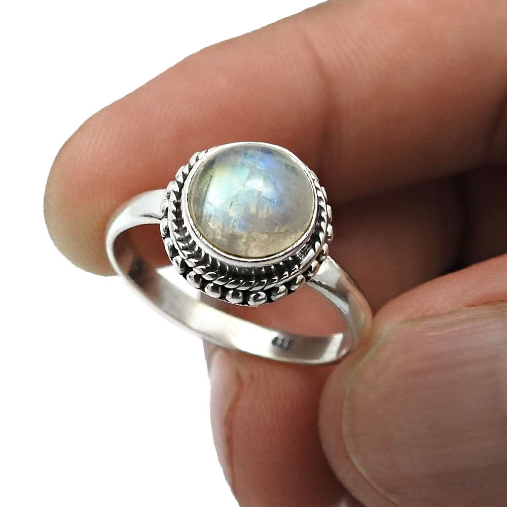 Blue Labradorite Gemstone Ring For Women Size 8 925 Sterling Silver Jewelry K10