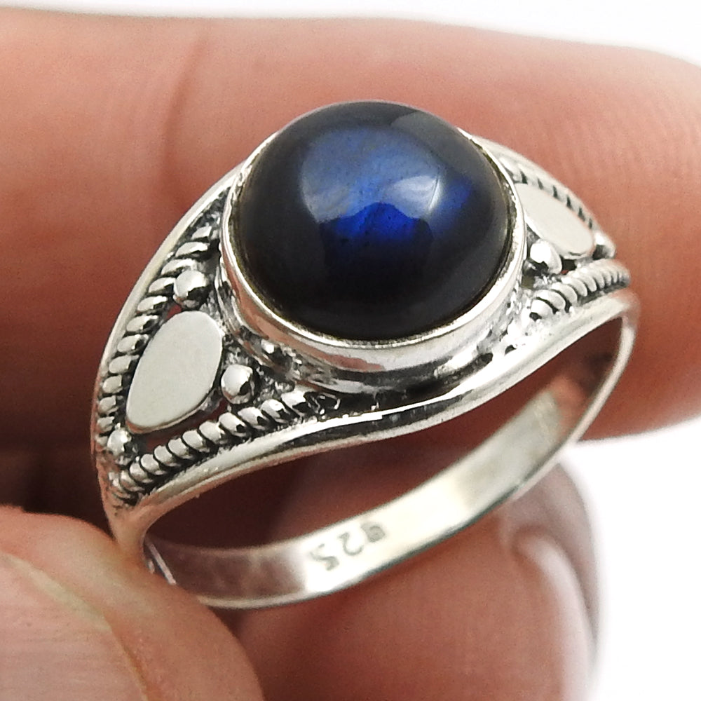 Tiger Eye Gemstone Ethnic Ring Handmade Jewelry 925 Sterling Silver D40