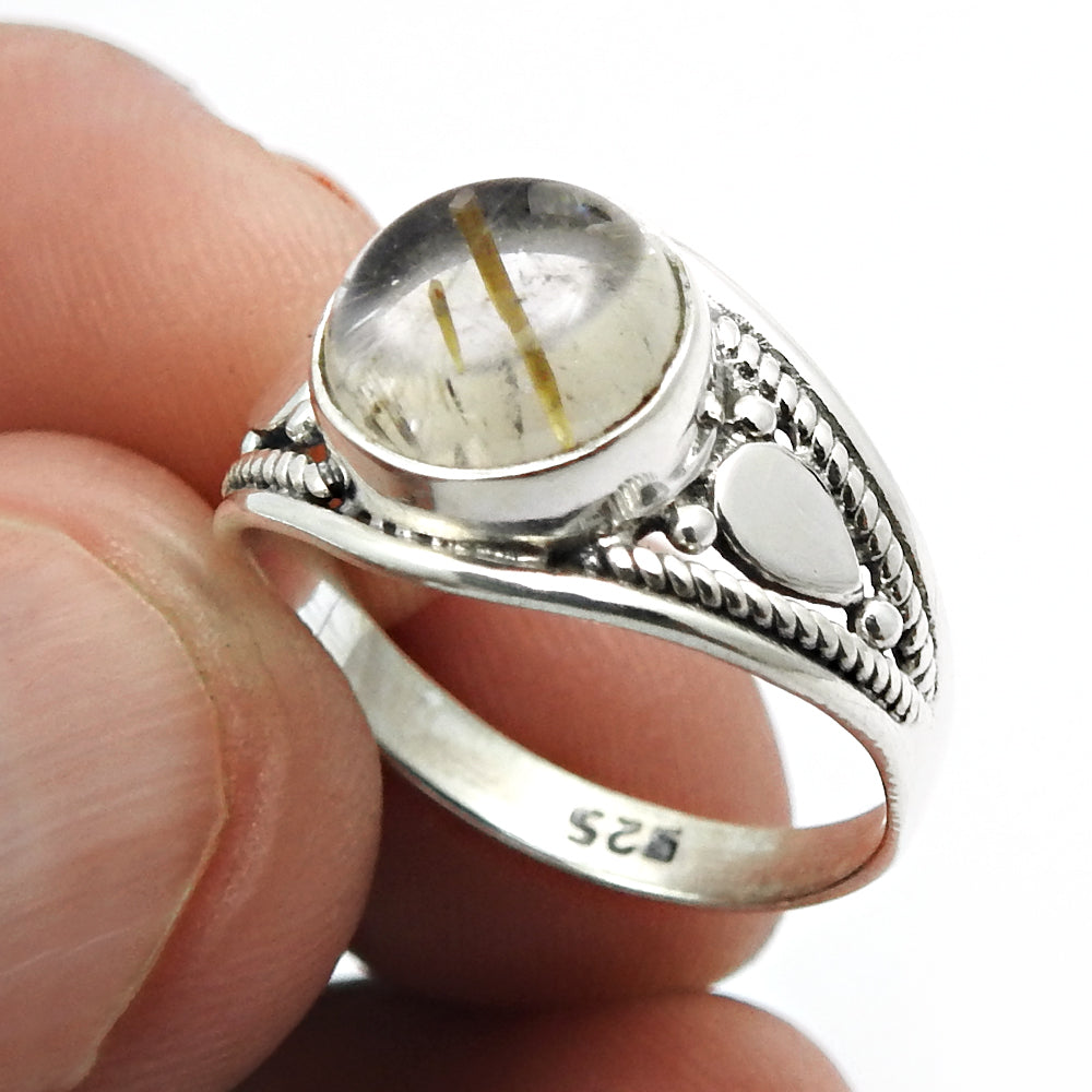Tiger Eye Gemstone Ethnic Ring Handmade Jewelry 925 Sterling Silver D40