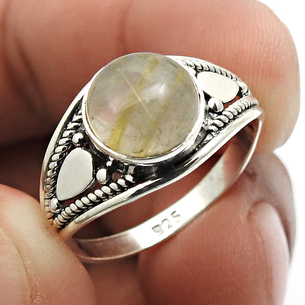 Tiger Eye Gemstone Ethnic Ring Handmade Jewelry 925 Sterling Silver D40