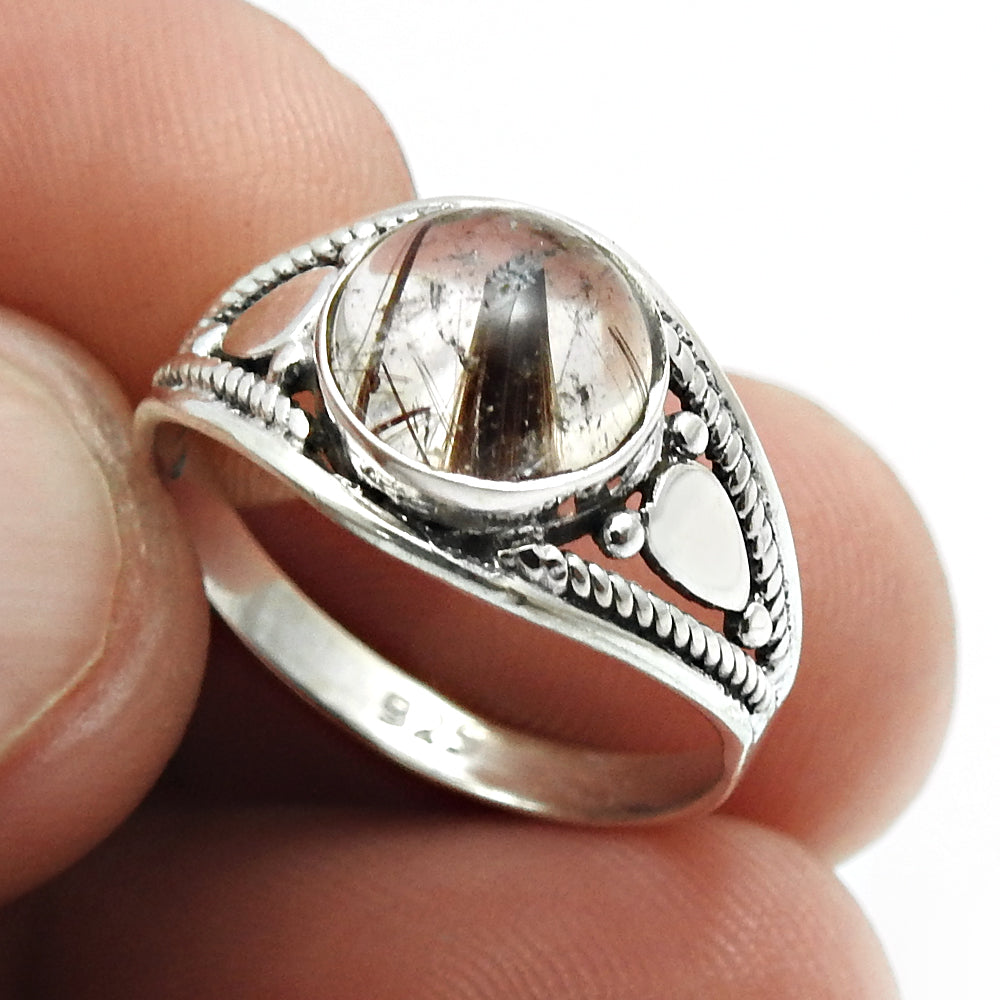 Tiger Eye Gemstone Ethnic Ring Handmade Jewelry 925 Sterling Silver D40