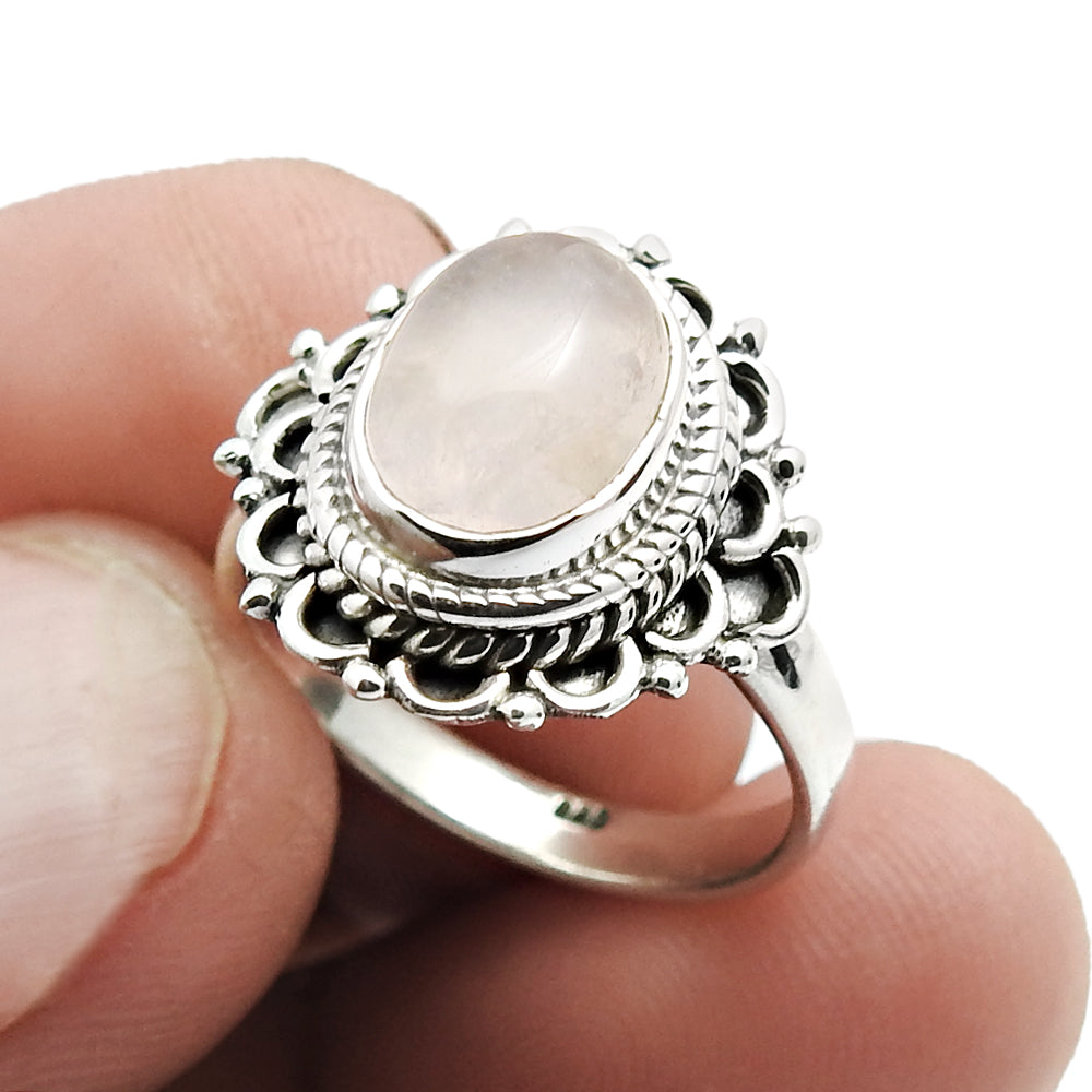 Rainbow Moonstone Gemstone Ring Size 8 925 Sterling Silver Fine Jewelry D52
