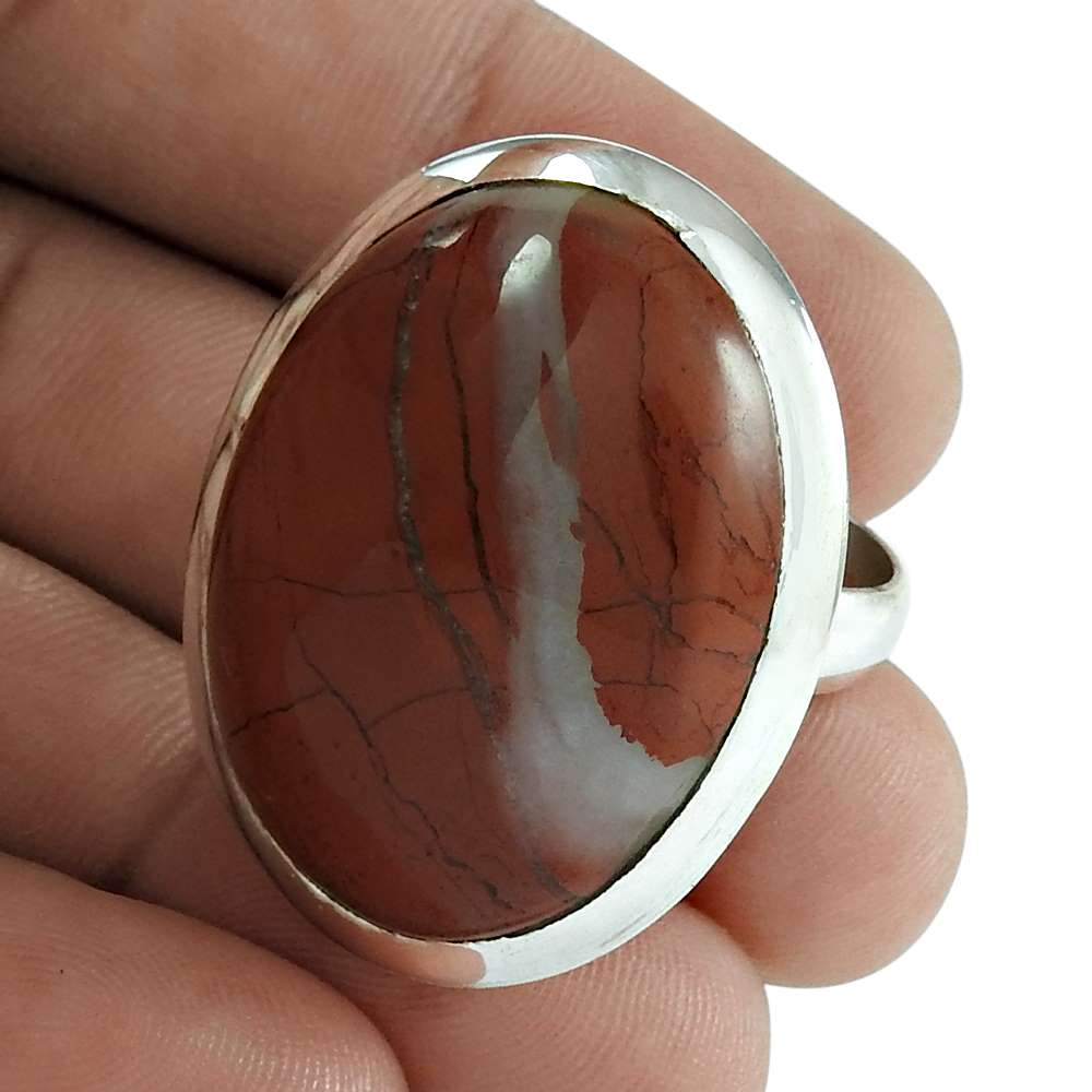 Natural Red Jasper Gemstone Cocktail Boho Ring Size 7 925 Silver For Girls X10
