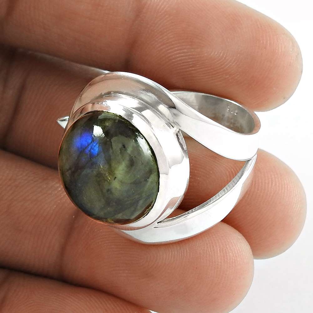 Big Amazing 925 Silver Labradorite Gemstone Ring
